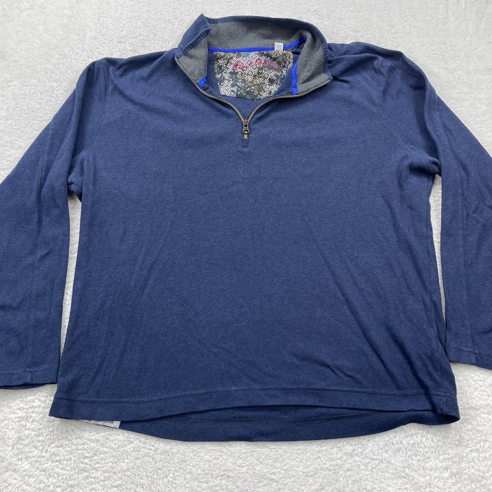 Robert‎ Graham Mens 2XL Pullover Long Sleeve Shirt Blue Quarter Zip